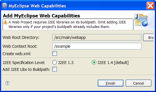 Add WebProject Capabilities screenshot